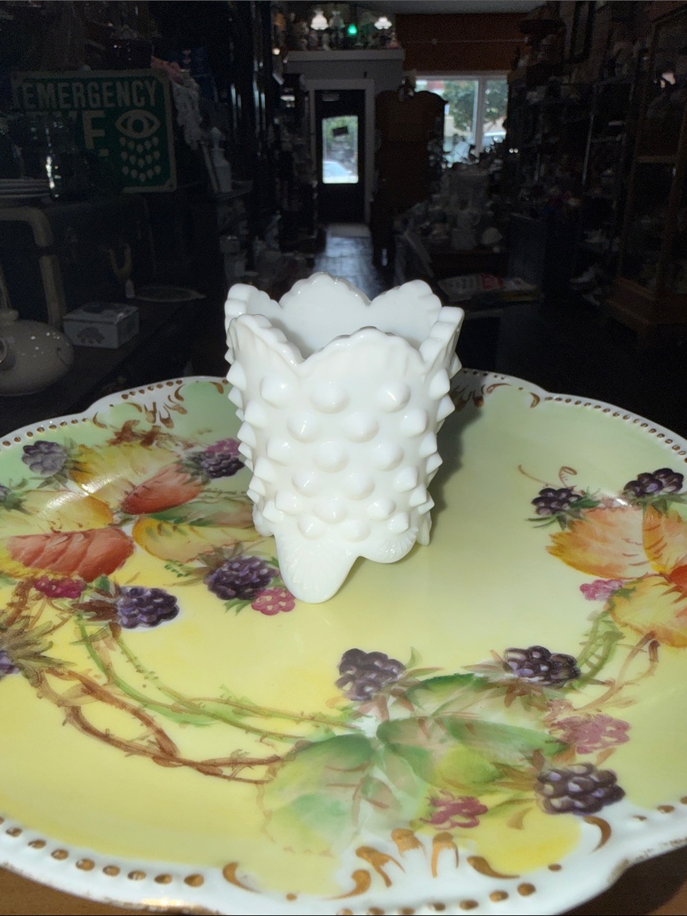 Milk Glass Hobnail Toothpick Holder - White Vintage